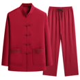 thumbnail image 1 of Men's underwear Dark Suit Buttons Suit Tuxedo Rentals Jacket And Pant Set for Men Men Fashion Dress Tie Set Big And Tall Suits Custom Jackets for 3 Button Mens Letter Printed Round Red 2XL, 1 of 5
