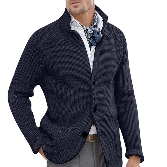 Men's underwear Double Wool Coat Mens Lightweight Winter Jacket Thigh Length Winter Coats for Men Long Men Coat Coats Wool Retro Christmas Top for Crepe plus Size Navy M