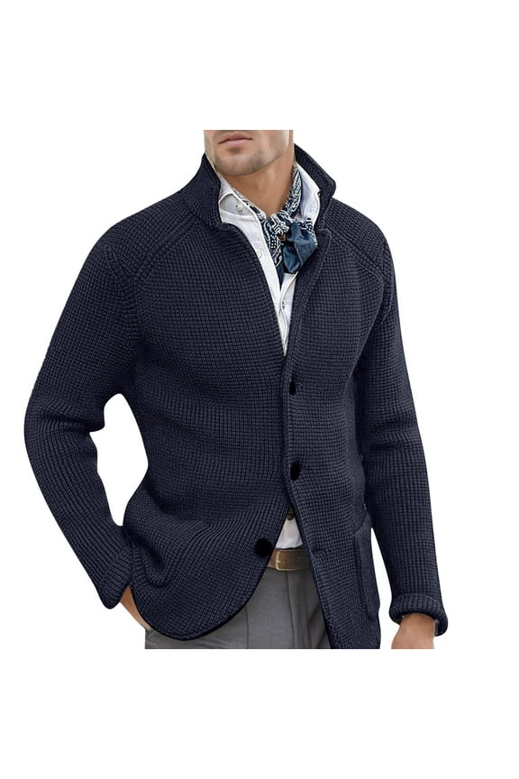 Men Summer Outfits Double Wool Coat Mens Lightweight Winter Jacket Thigh Length Winter Coats for Men Long Men Coat Coats Wool Retro Christmas Top for Crepe plus Size Navy 2XL