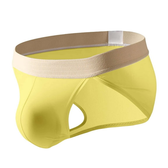 Men's underwear Lace Thong Jock Underwear Large Pouch Thong Easter Man Bikini Pant Leather Trouser Men Jockstrap Skeleton Hands Bra Men's Ice Silk Breathable Thin Semi Yellow 2XL