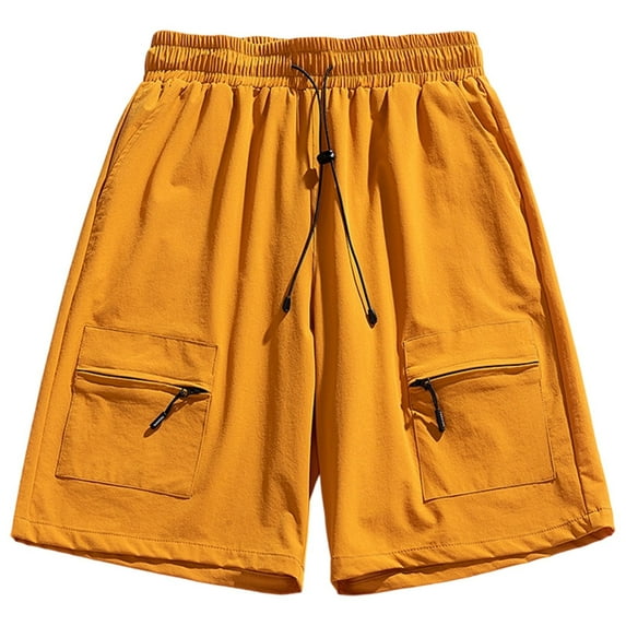 Men Summer Outfits Mens Tan Shorts Shorts Men with Pockets Mens Athletic with Liner Male Rave Little L Strong Lift Wear Glitter Foam Baggy Cargo for Men Stretch Short Workout Yellow 2XL