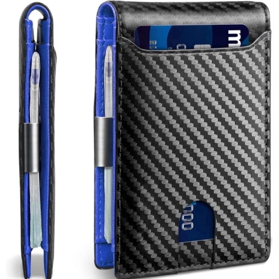 SYMMEXA Men's wallet RFID anti-theft carbon fiber dollar clip wallet card holder