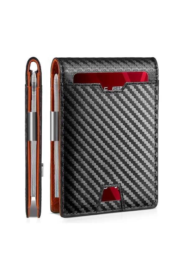 Men's wallet RFID anti-theft swipe multi-card portable ultra-thin carbon fiber card clip