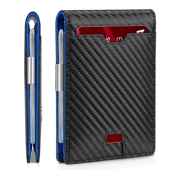 SYMMEXA Men's wallet RFID anti-theft swipe multi-card portable ultra-thin carbon fiber card clip