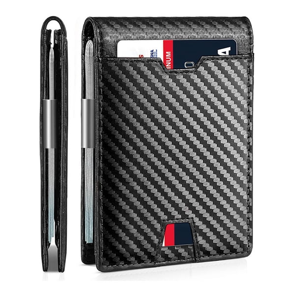 Men's wallet RFID anti-theft swipe multi-card portable ultra-thin carbon fiber card clip