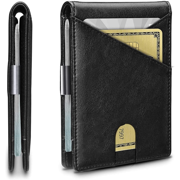 Men's wallet card bag anti-theft brushing rfid dollar clip card case card bag