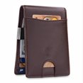 thumbnail image 1 of SYMMEXA RFID Anti-Theft Clip Wallet, Brown, 1 Pack, 1 of 9