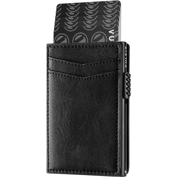 Men's wallet metal card bag genuine leather RFID anti-theft brushing aluminum alloy card bag