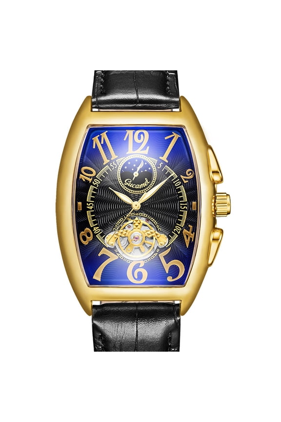Men's watch barrel-type machinery, tourbillon, sun, moon and star watch
