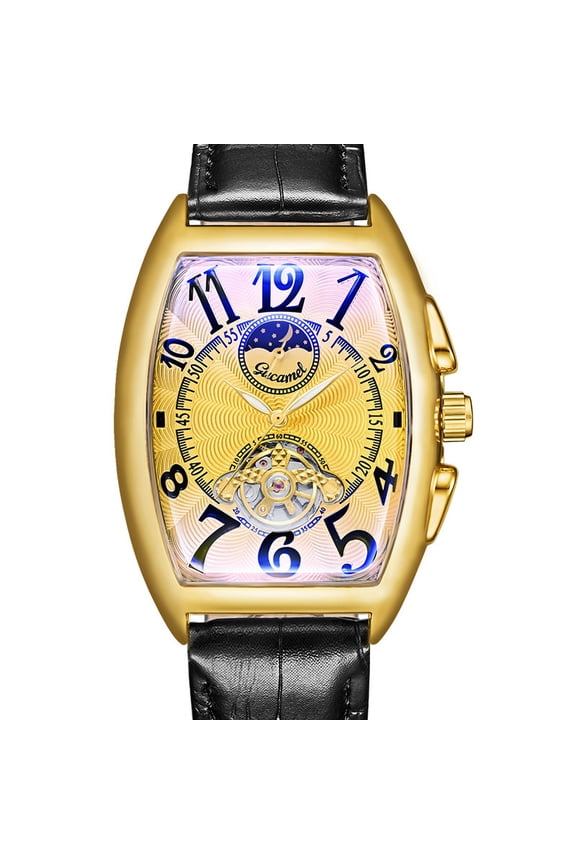 Men's watch barrel-type machinery, tourbillon, sun, moon and star watch