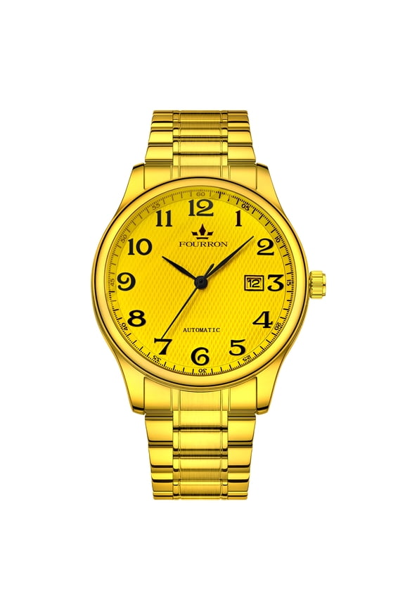 Men's watch with butterfly clasp, steel band, transparent back, hollow design, faux mechanical, digital calendar, waterproof, men's business wristwatch