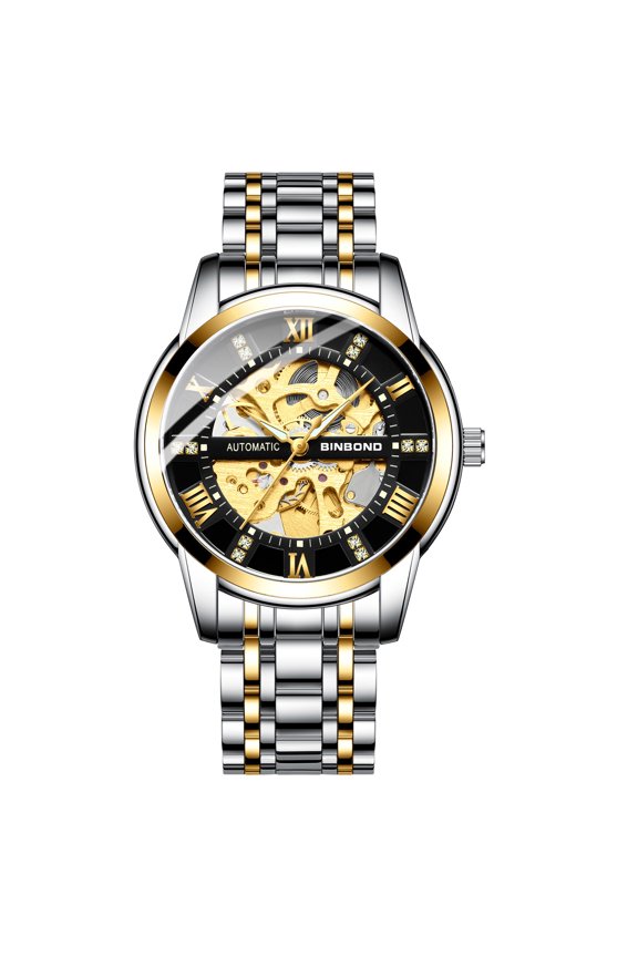 Men's watch, fully automatic mechanical watch, men's hollow-out luminous waterproof student watch, Korean version, simple, fashionable, trendy men's wristwatch