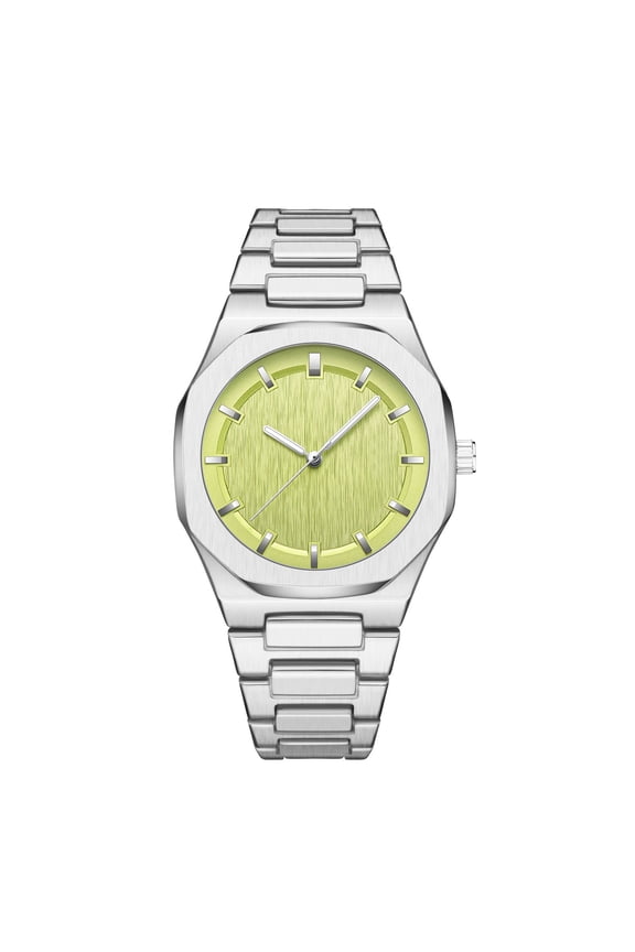 Men's watch, luxurious and simple, octagonal large dial, steel band quartz watch, fashionable and trendy business men's wristwatch