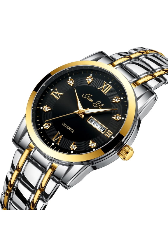 Men's watch, quartz watch, fully automatic movement, non-mechanical men's watch, dual calendar, luminous, waterproof, business steel wrist quartz watch