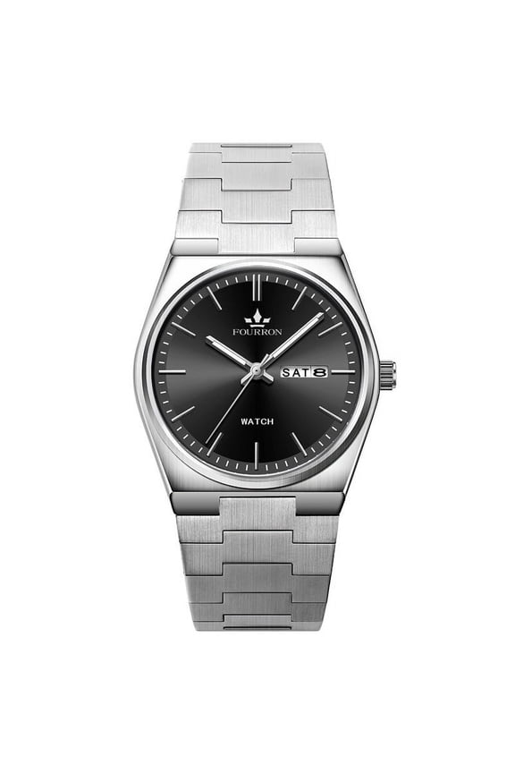 Men's watch stainless steel butterfly clasp quartz watch simple dual calendar non-mechanical multifunctional waterproof watch business men's wristwatch