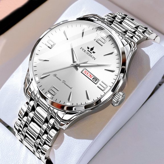 Men's watch, stylish and simple, luminous, dual calendar quartz watch, thin, waterproof, men's wristwatch