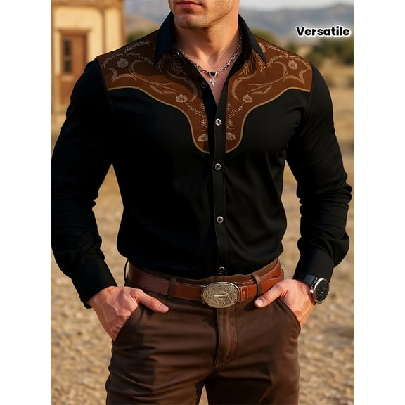 Men's western denim shirt, fashionable and casual, versatile single item