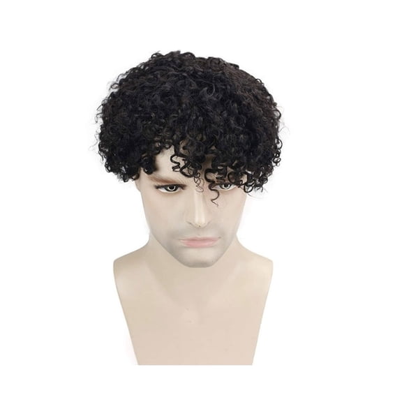 Men's wig with small curly hair, not easily deformed, soft, full fluffy and stylish lace