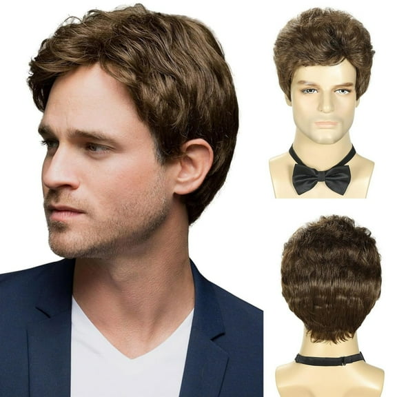 Men's wigs short hair, men's wig replacement wigs realistic men's wigs, synthetic wigs for men's Christmas daily wear
