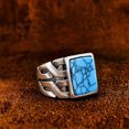 thumbnail image 1 of Men's wind stainless steel ring, inlaid cubic oxidation -anti -allergic, durable fashion jewelry, suitable for daily wear and special occasions, shiny jewelry,Blue,14, 1 of 8