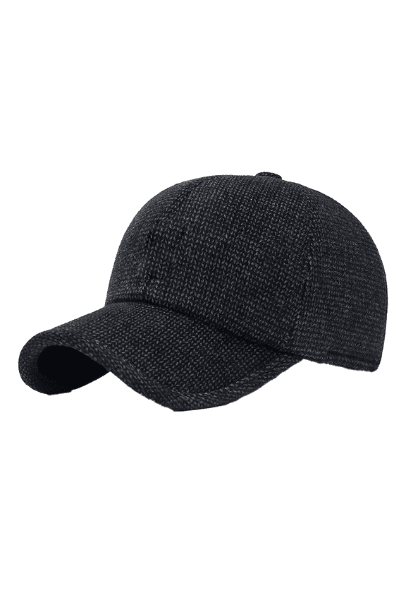 Men's winter thermal wool wool tweed pointed baseball cap-Black