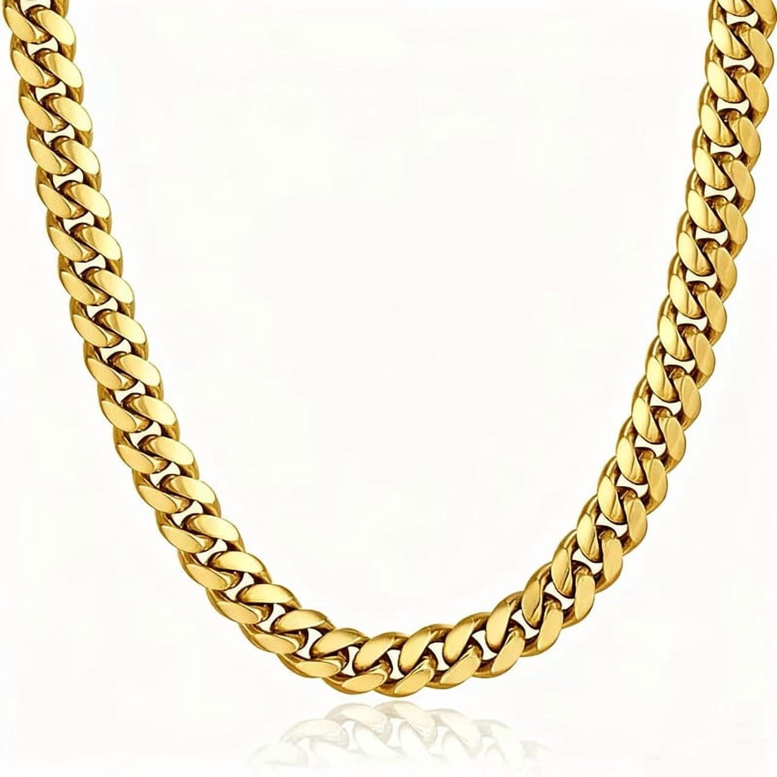 Muddy Jewelry Chunky Cuban Chain Necklace for Men, Stainless Steel Miami Gold Hip Hop Necklace, Multiple Widths (4.8mm, 6mm, 10mm, 14mm) and Lengths (14"-30"), Gift for Valentine's Day Birthday