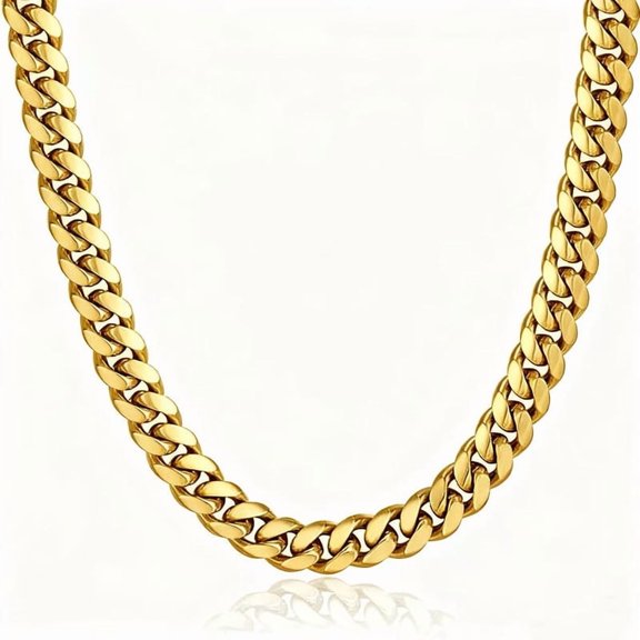 Muddy Jewelry Cuban Link Chains for Men and Women - 4-14mm Width, 14-30" Length, Gold/Stainless Steel, Hip Hop Jewelry Gift