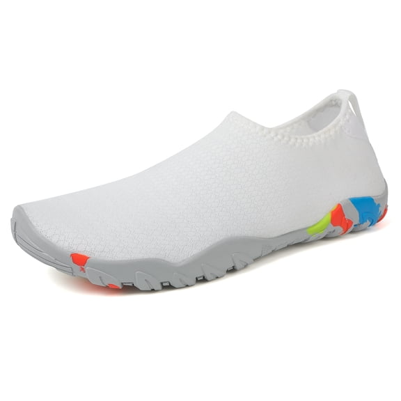 Barefoot shoes women wide toe water leakage shoes for hiking anti slip breathable surfing shoes suitable for beach swimming water sports fishing and quick drainage white size 6