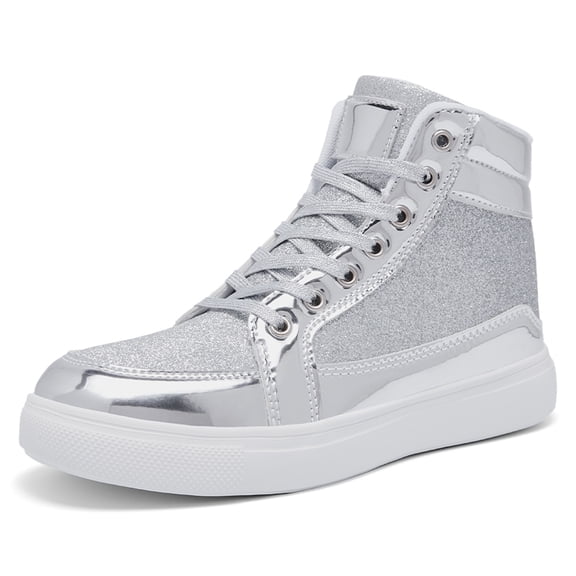 Men's high cut shiny casual shoes, lightweight casual men's shoes, party trampoline shoes, concert shoes, Christmas event festive and active wear men's shoes, couple style