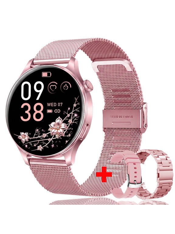 Men's and women's smartwatches, 1.53-inch AMOLED screen, call and message synchronization, IP68 waterproof, activity tracking, 120+ sports modes, compatible with Android and iPhone, black