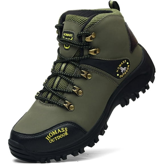 Men's work boots Waterproof Hiking Boots,thermal Leather Ankle Snow Boots for Outdoor Climbing, Trekking, Backpacking, and Trekking