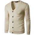 thumbnail image 1 of Men's youth fashion casual color V-Neck long sleeve sweaterLight Knit Jumper Autumn Winter Fashion Wide Sleeve Cardigan, 1 of 3