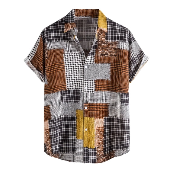 Men'sHawaiian Shirts Tropical Summer Floral Printed Short Sleeve Button Down Shirts Neon Mens Beach Shirts