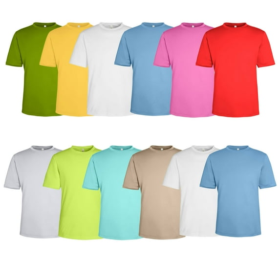 Men'sPerformance T-Shirt, 100% Polyester Interlock Short Sleeve Crewneck Tee, Assorted T-Shirt (Bright Color 12 Pack, XS)