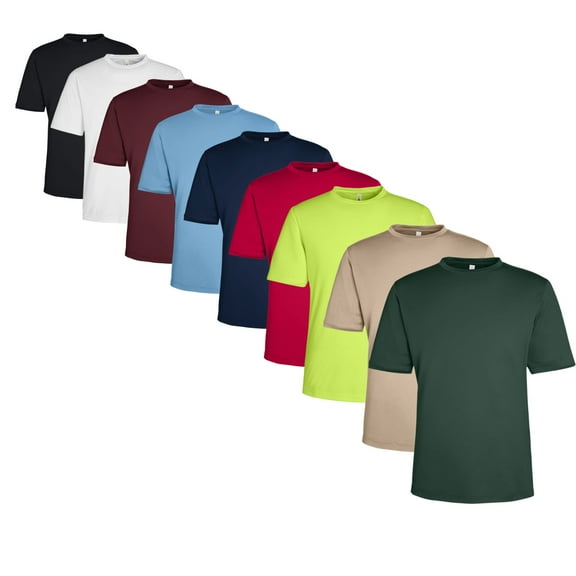 Men'sPerformance T-Shirt, 100% Polyester Interlock Short Sleeve Crewneck Tee, Assorted T-Shirt (Dark+Bright Color 12 Pack, M)