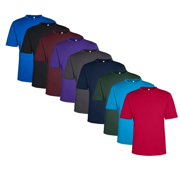 Men'sPerformance T-Shirt, 100% Polyester Interlock Short Sleeve Crewneck Tee, Assorted T-Shirt (Dark Color 9 Pack, S)