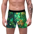 thumbnail image 1 of Men'sSt. Patrick'sDay Shamrock Boxer Briefs – Emerald Green Performance Underwear with Gold Foil Lucky Clover – Breathable Poly Spandex,Size M, 1 of 7