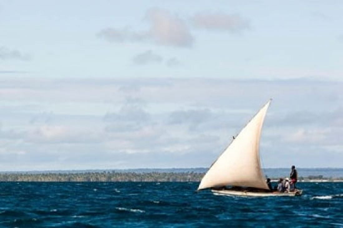 Men sailing on the sea of Zanj Ihla das Rolas Mozambique Canvas Art - Alida Latham DanitaDelimont (18 x 12)