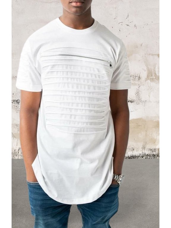 Men short sleeve razor slashed top