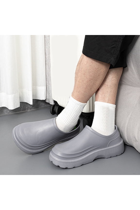 Men slipper garden Clogs Four Seasons Kitchen Waterproof and Oil proof Men's Shoes Anti and Wear resistant Soft soled Work Shoes male Kitchen Shoes Grey CN:41/US:8.5