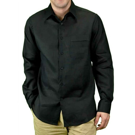Men'ss Long Sleeve linen shirt SIZE:S COLOR:BK