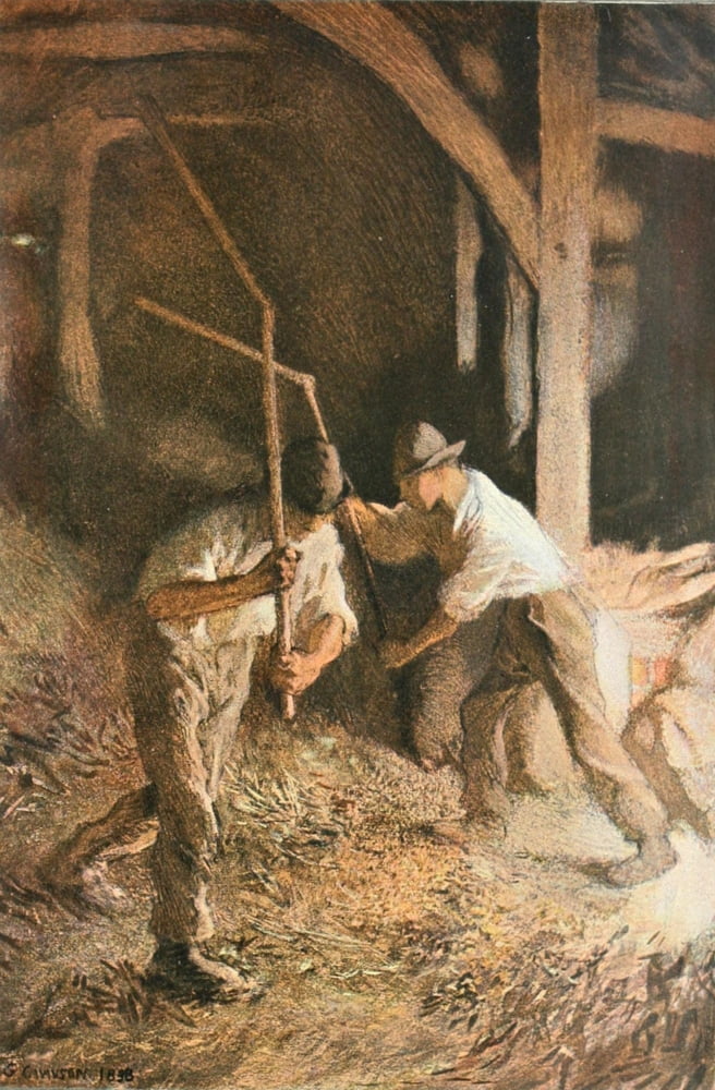 Men threshing beans The Studio 1900 Canvas Art - George Clausen (18 x 24)