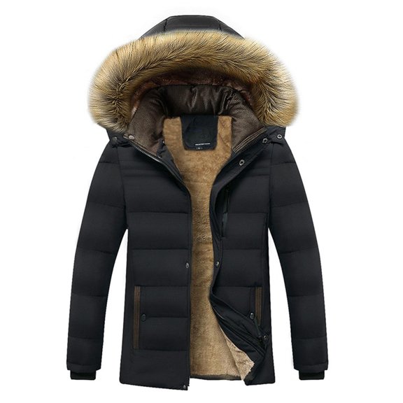 Men with Hood Black Heavy Winter Jackets for Mens Coats Jacket Windbreaker