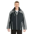 thumbnail image 1 of North End NE700 Hardshell Coat Men's Embark Interactive Colorblock Shell with Reflective Printed Panels, M, BLK/ GRP/ GRP, 1 of 3