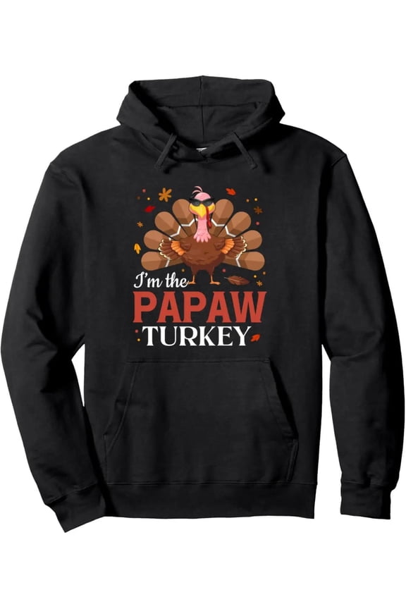 MenS Funny Thanksgiving Dad Sweatshirt - Im The Turkey Graphic Pullover Hoodie with Turkey & Corn Husk Design - Casual Long Sleeve Hooded Sweater for Dad, Brother, Thanksgiving Clothes, Holiday Appar
