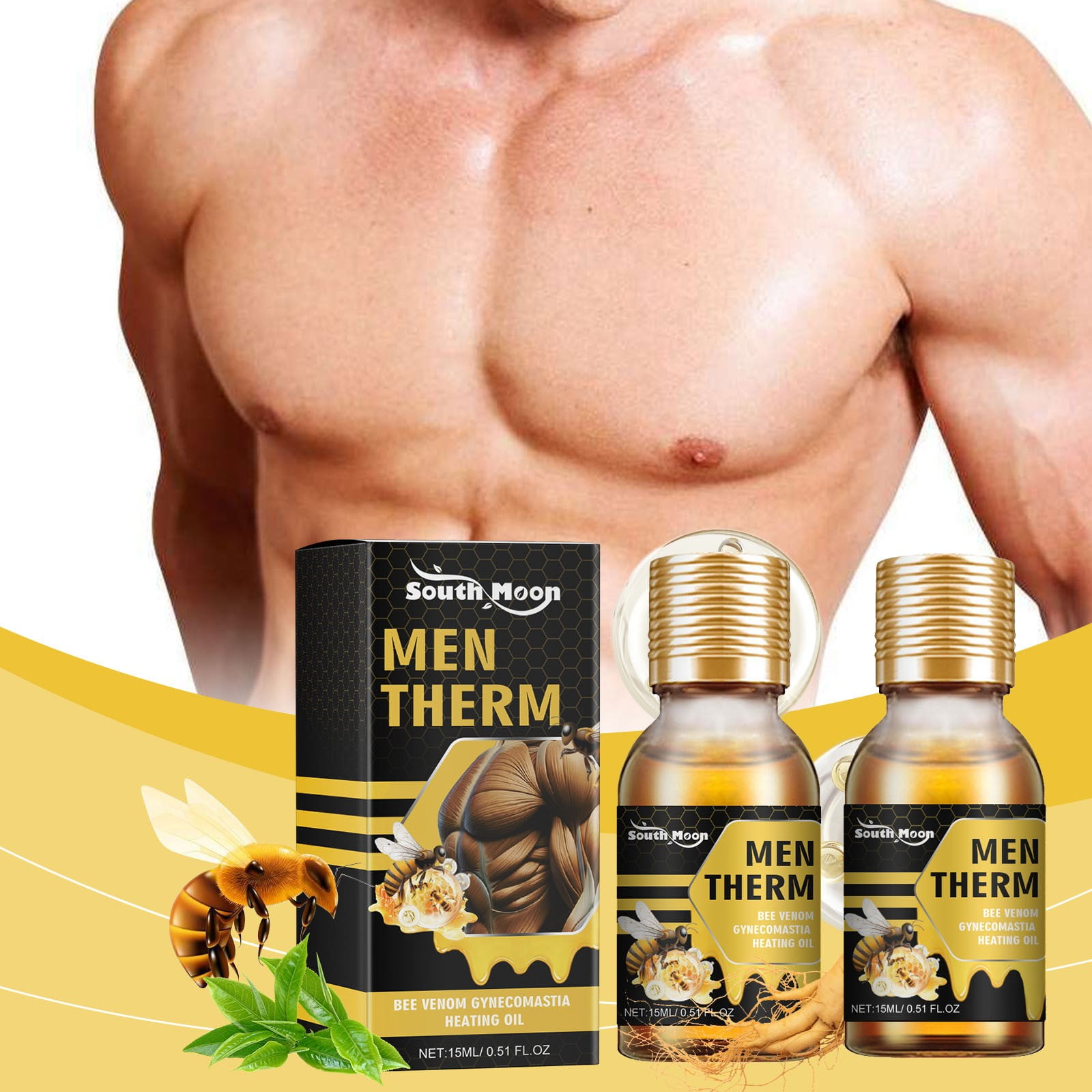 MenTherm Bee Heating Oil, New Men Bee Oil, Eliminates