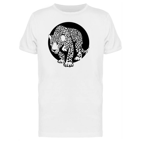 Menacing Leopard Black Circle T-Shirt Men -Image by Shutterstock, Male 4X-Large