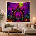 thumbnail image 1 of Menacing Skull with Glowing Eyes in a Haunted Archway, Eerie Gothic for Halloween Enthusiasts, Spooky Castle Scene Art, Halloween Gift, Tapestry Wall Hanging for Bedroom and Living Room, 1 of 7