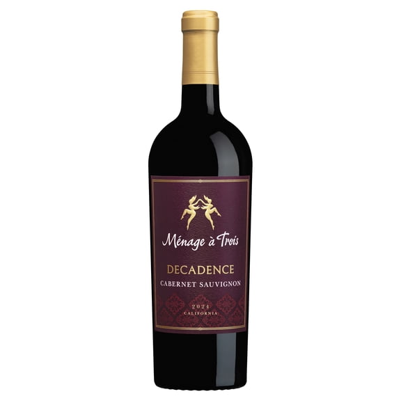 Menage a Trois Decadence Cabernet Sauvignon California Red Wine, 750 ml Glass Bottle, 13.5% ABV