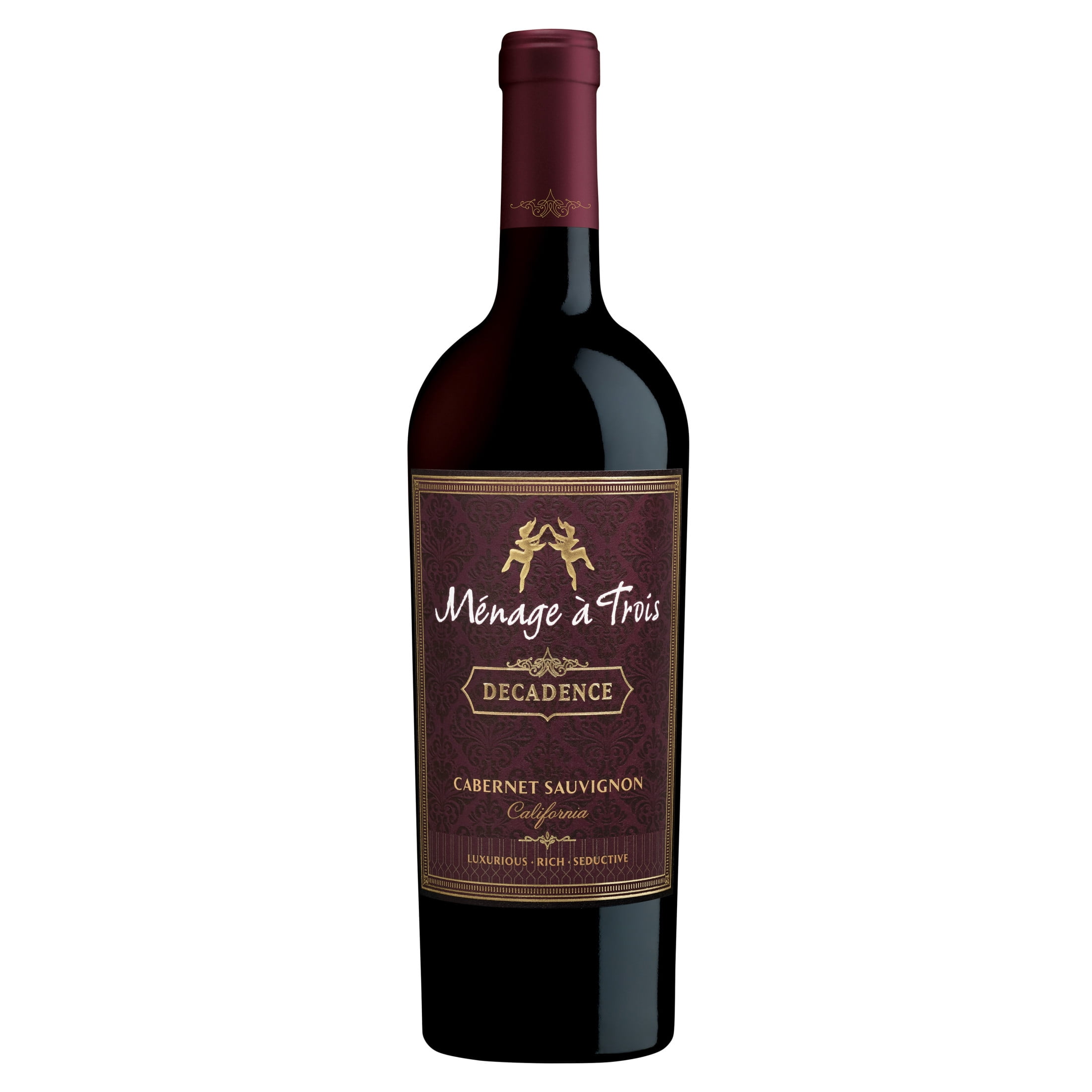 Menage a Trois Decadence Cabernet Sauvignon California Red Wine, 750 ml Glass Bottle, 13.5% ABV